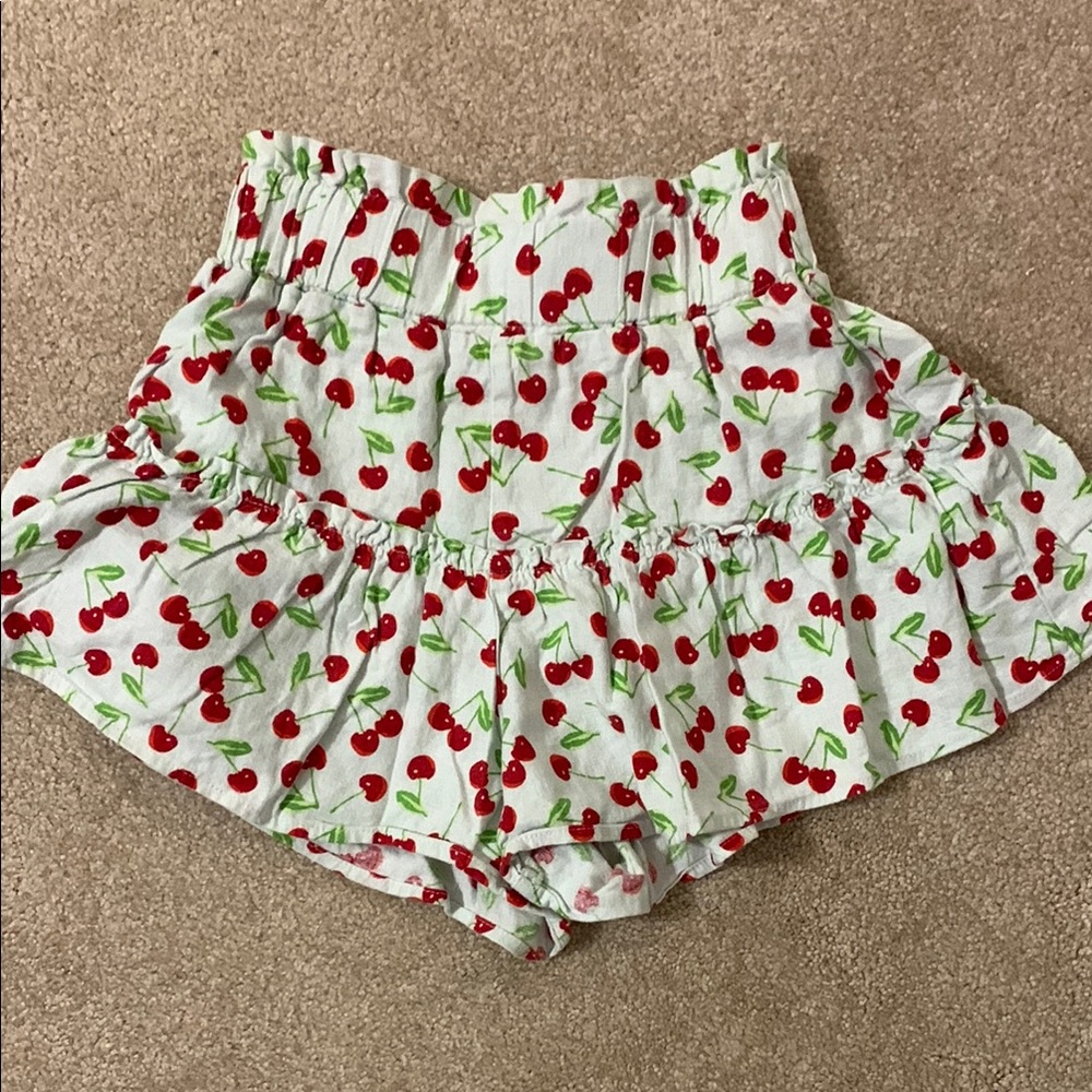 Vanilla Star Cherry Print Skort - White and Red
